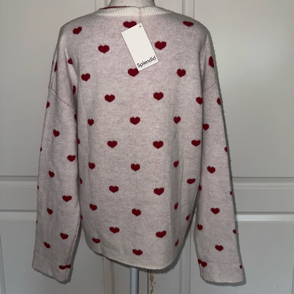 SPLENDID Lolly Hearts Jacquard Sweater Size Large - Picture 5 of 6